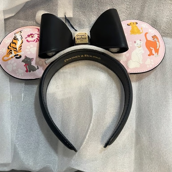Disney Other - Disney Pink and Black Cat-Themed Minnie Ears Headband